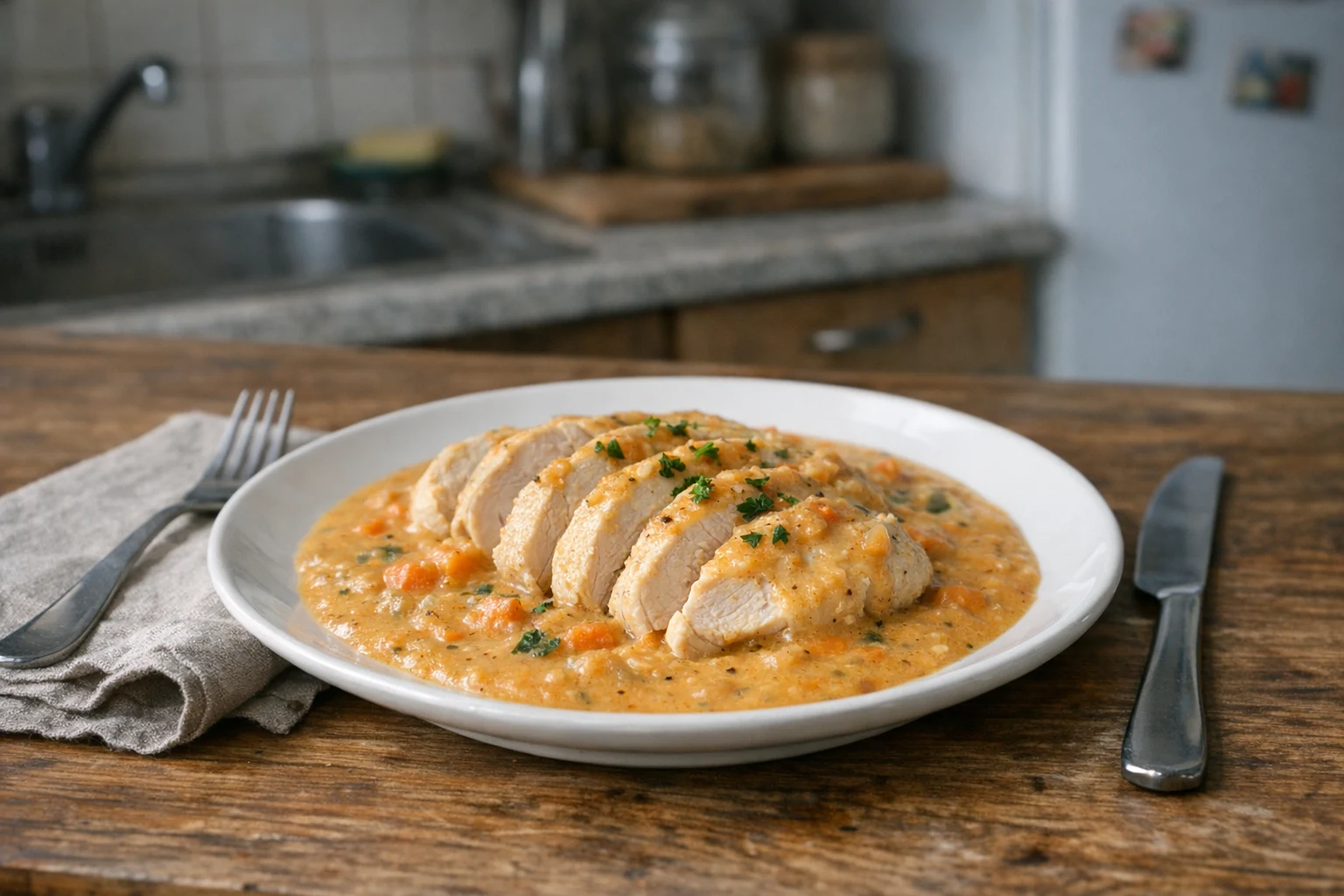 Kipfilet met romige groentesaus