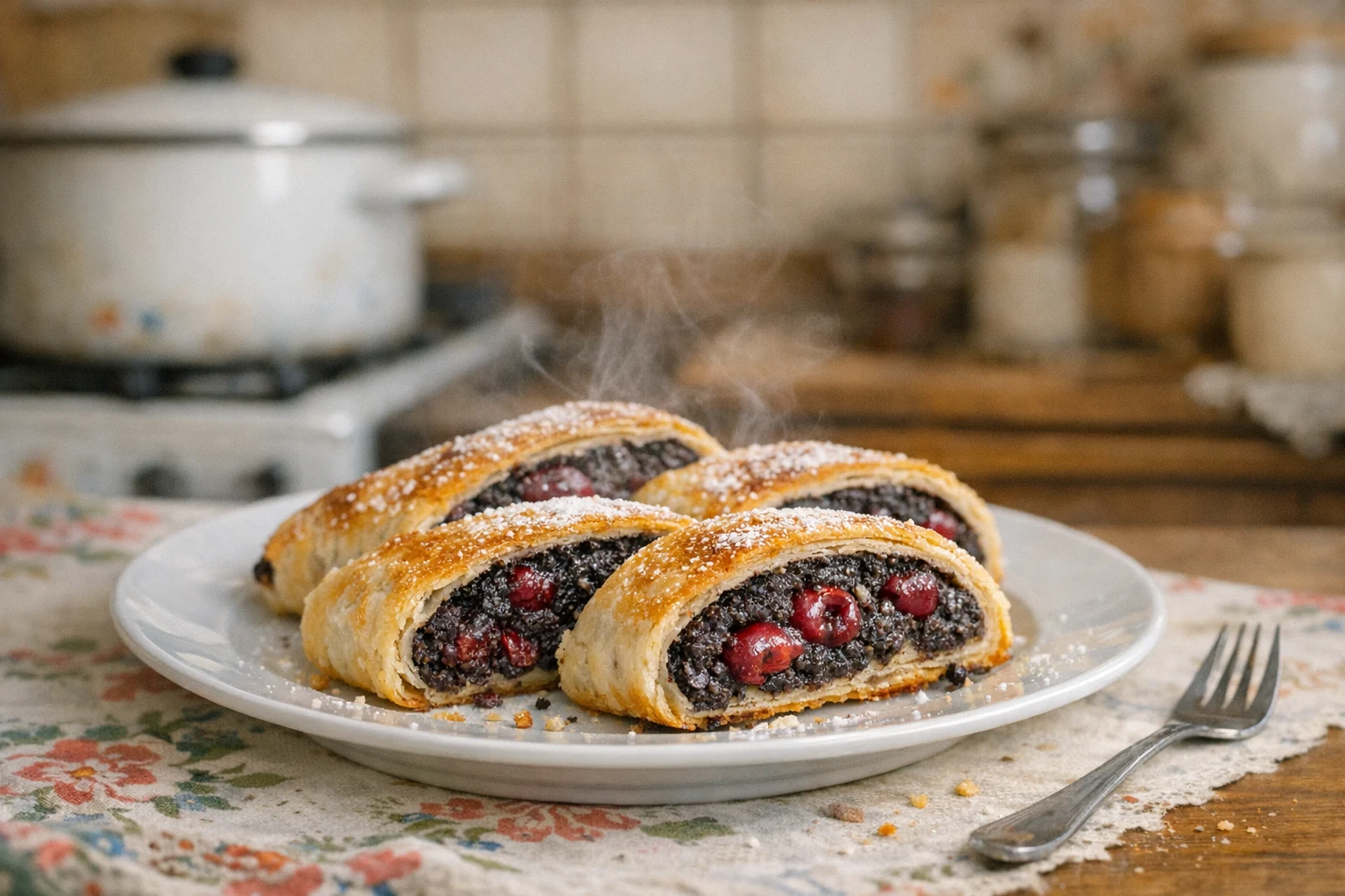 Maanzaad-kersenstrudel