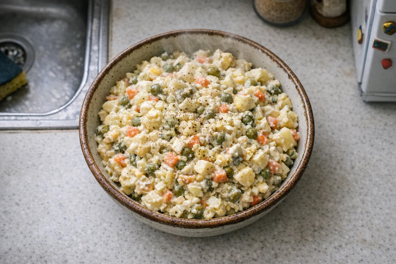 Kerst-aardappelsalade met mayonaise