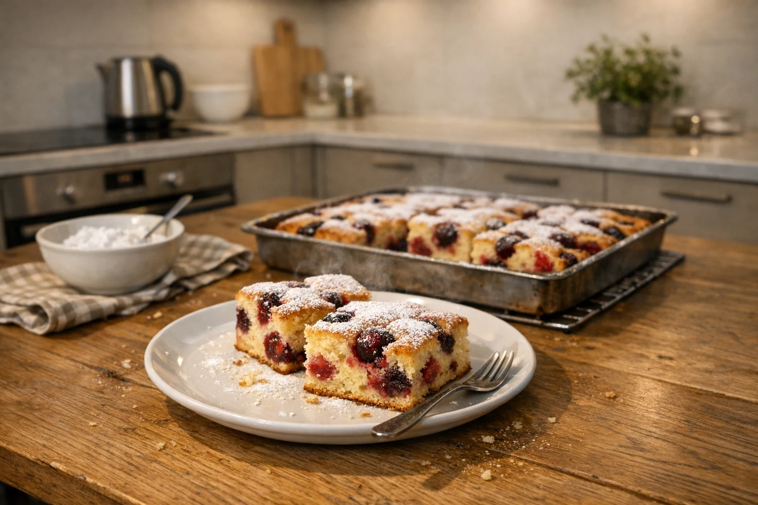 Makkelijke fruitplaatcake met mokmaten